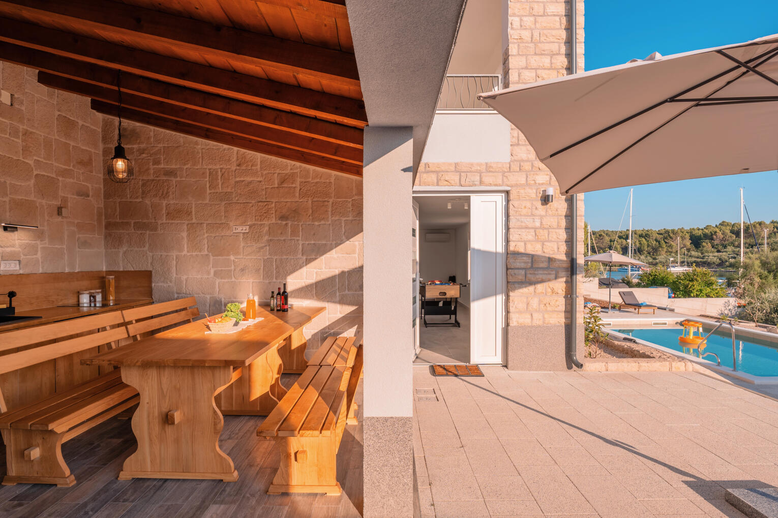 Poolside area and grill space