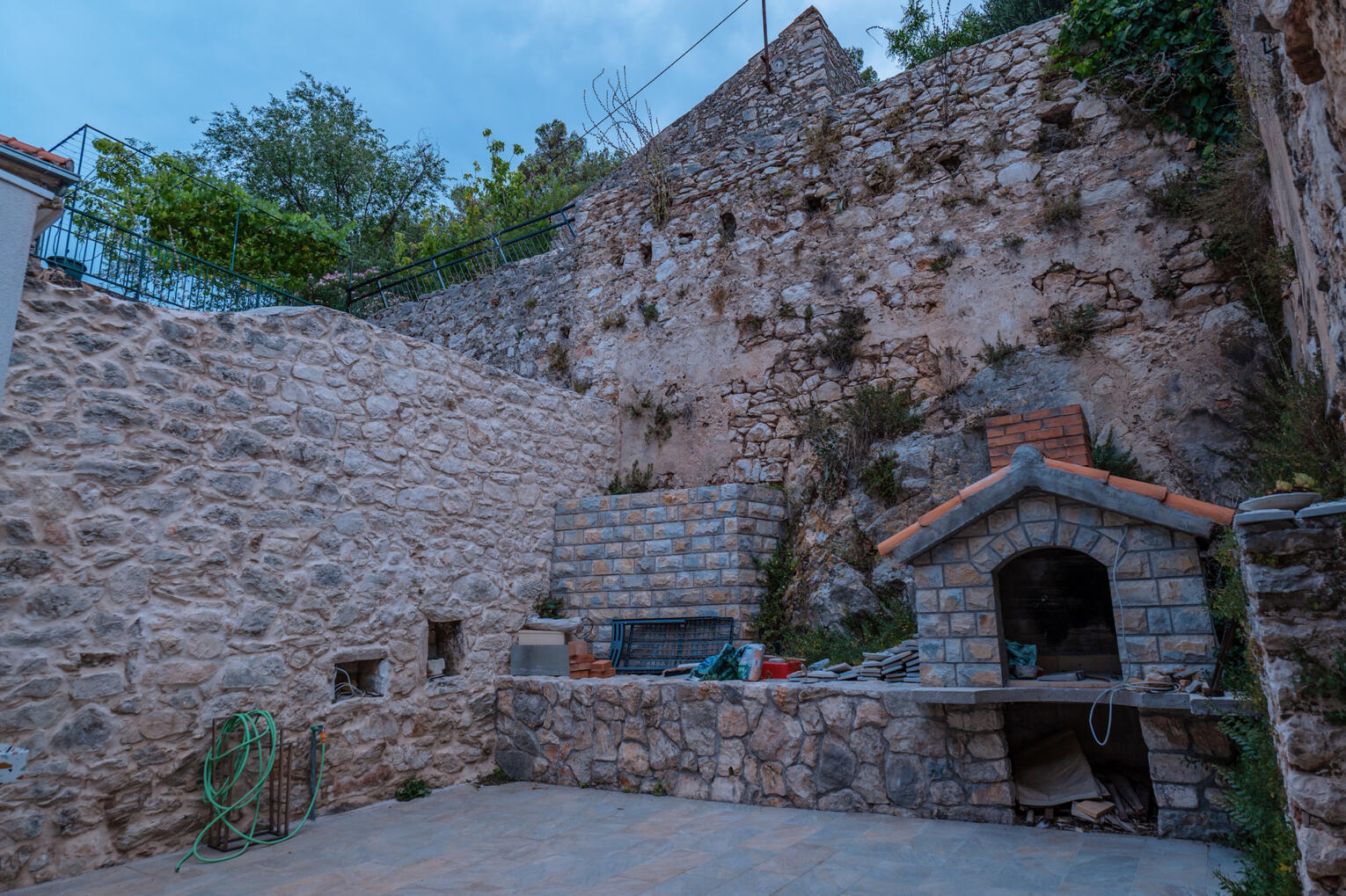 Outside terrace with stone grill