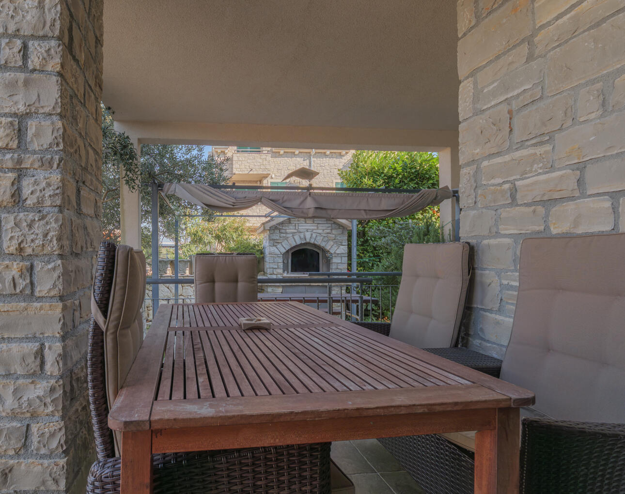 Terrace with stone grill